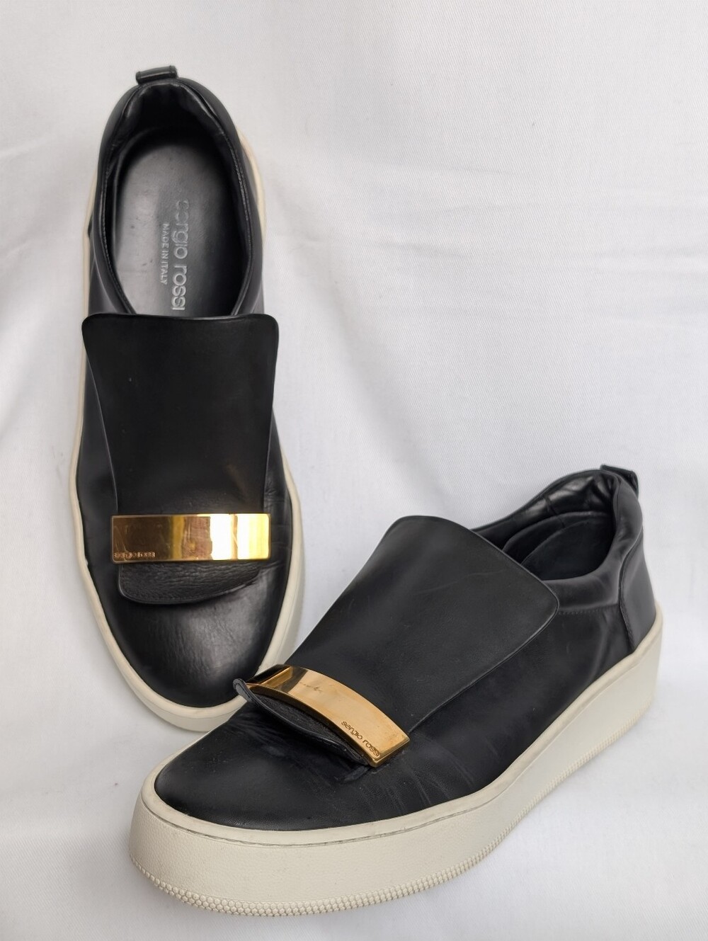 Sergio Rossi SR1 Addict Black Leather Sneakers EU 40 US 9